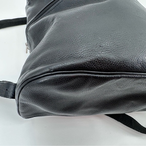 Longchamp Black Leather Le Foulonné Backpack Bag - Picture 8 of 11